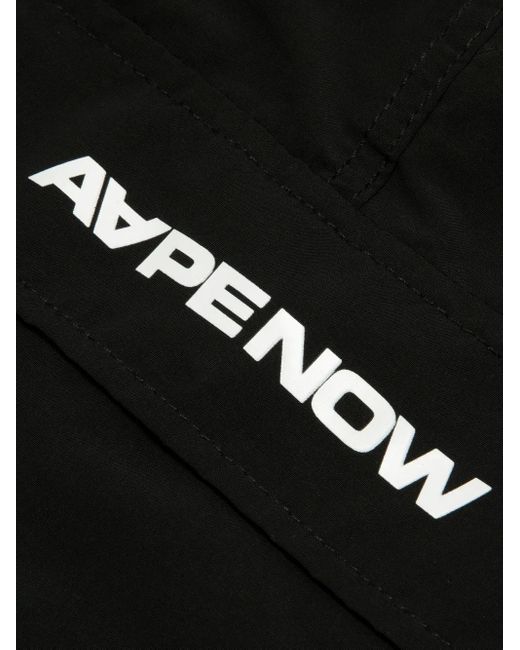 Aape By A Bathing Ape Black Logo-Print Cargo Shorts for men