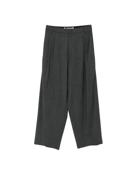 frenken Gray Pleated Wide-Leg Trousers