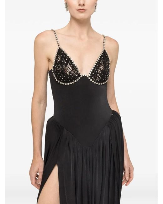 Nissa Black Exaggerated Hip Midi Dress
