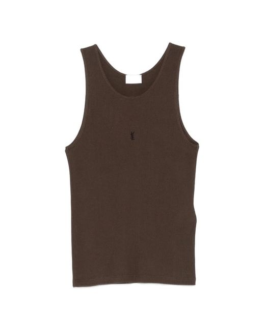 Saint Laurent Brown Ribbed-Knit Tank Top for men