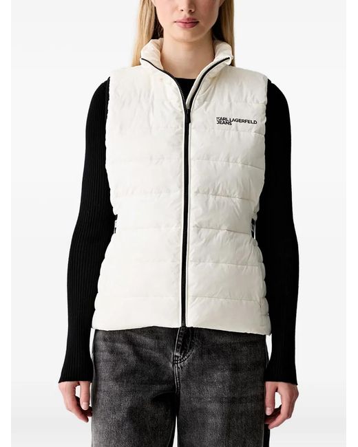 Karl Lagerfeld Black Logo-Print Quilted Gilet