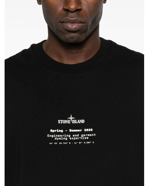 Stone Island Black Logo Cotton T-Shirt for men