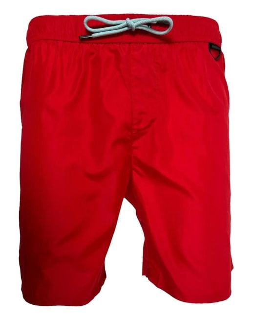 Iceberg Red Logo-Plaque Swim Shorts for men