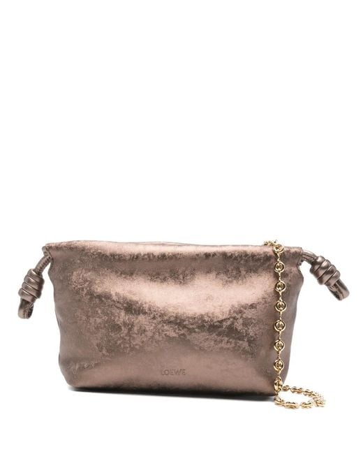 Loewe Gray Flamenco Knot-Detail Clutch Bag