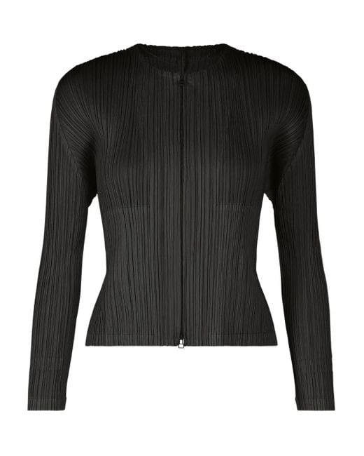 Pleats Please Issey Miyake Black Pleated Zip Jacket