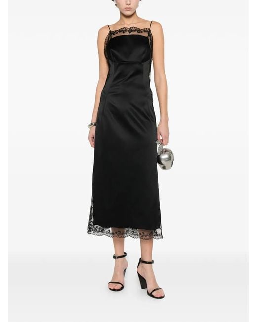 chinese dress ladies Lingerie-Style Dress in Stretch Silk with Lace Details