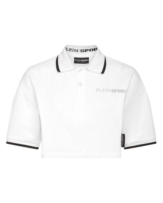 Philipp Plein White Poloshirt mit Logo-Print