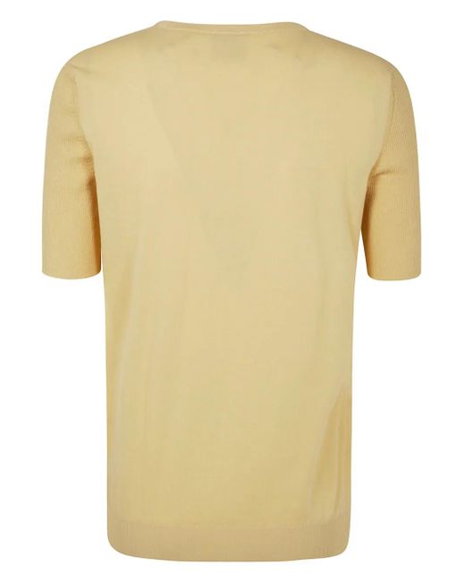 Paul Smith Yellow Knitted Short Sleeves Top Crewneck