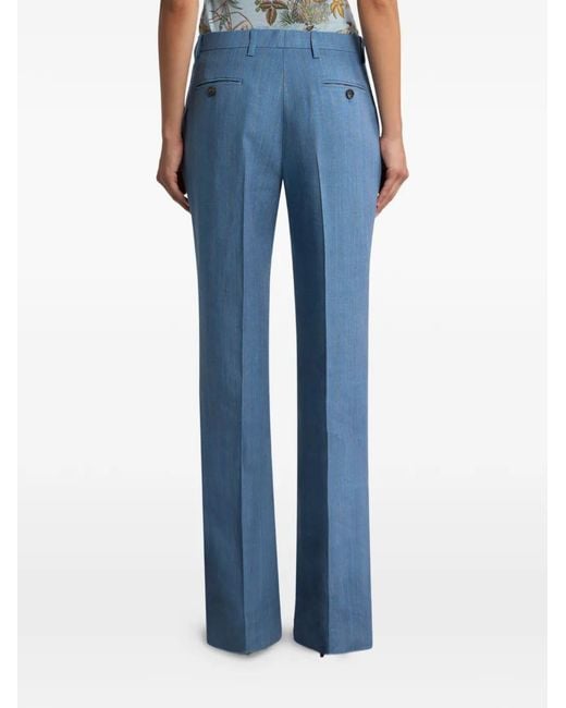 Etro Blue Striped Straight-Leg Trousers