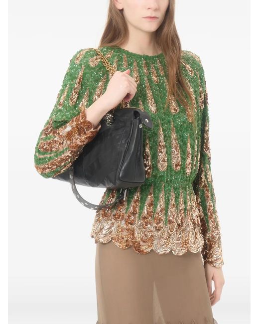Valentino Garavani Green Embroidered Chiffon Top