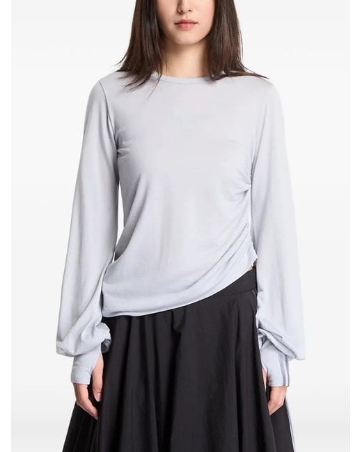 Y-3 White Cinched Draped Top