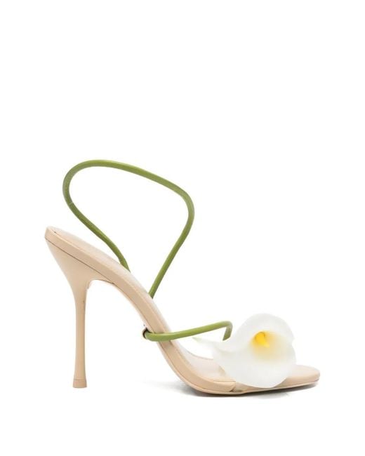 Cult Gaia Metallic Cassidy Floral-Detail Sandals