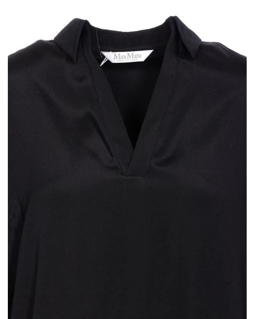 Max Mara Blue Stretch Silk Cady Blouse