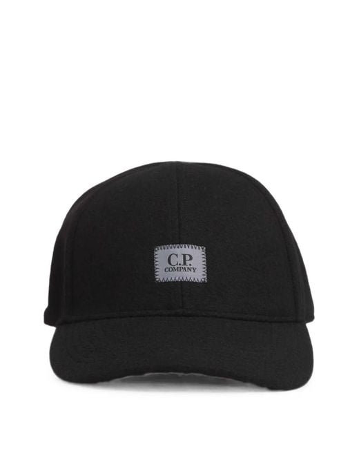 C P Company Black Logo-Patch Baseball Cap for men