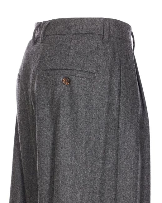 Max Mara Gray Pleated-Front Wool Tailored Trousers
