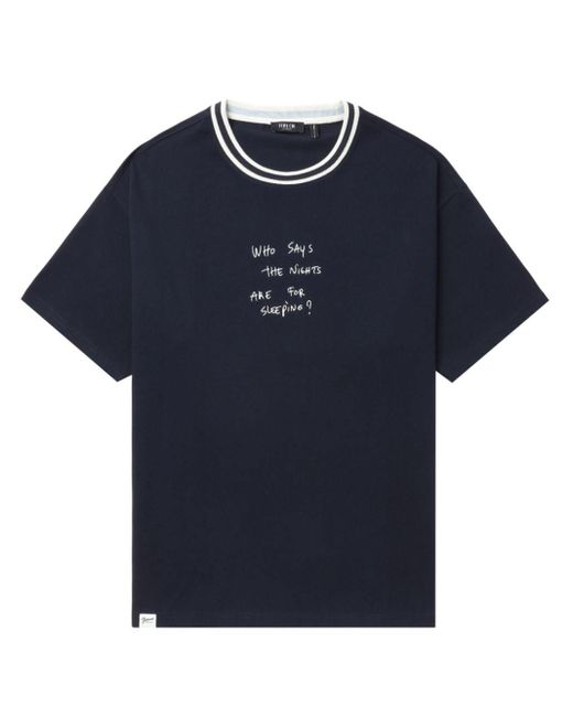 FIVE CM Blue Text-print Cotton T-shirt for men