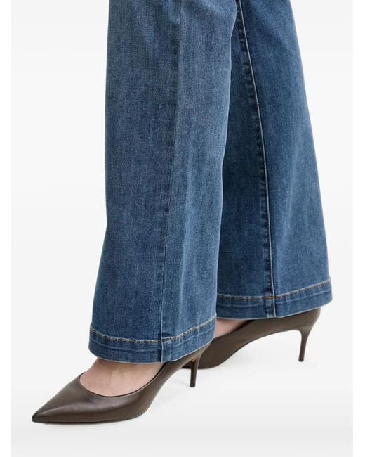Morgan Blue Button-Pocket Flared Jeans