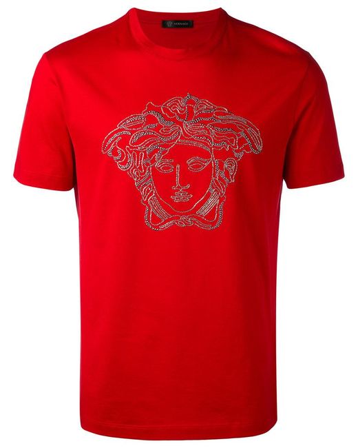 Versace Red Medusa Head Swarovski T-shirt for men