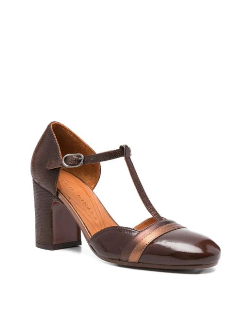 Chie Mihara Brown 65Mm Miver Sequin-Embellished T-Bar Pumps