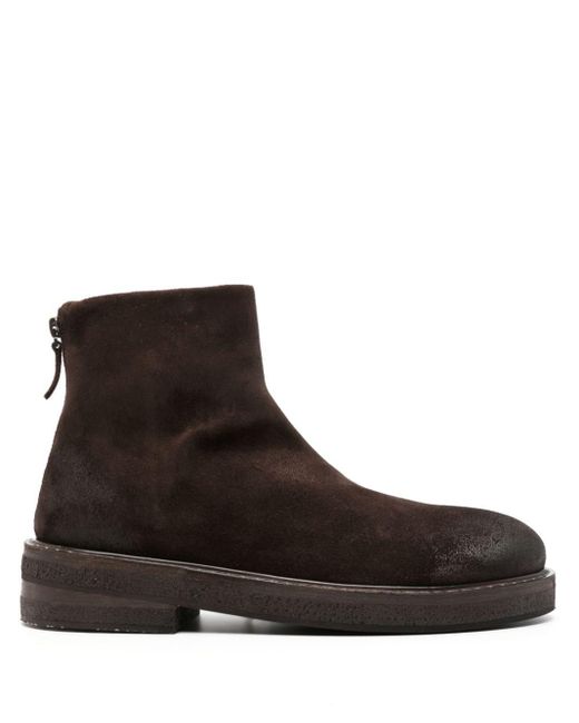 Marsèll Brown Round-toe Suede Ankle Boots for men
