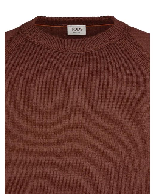 Tod's Brown Raglan-Sleeve Crew-Neck Sweater for men