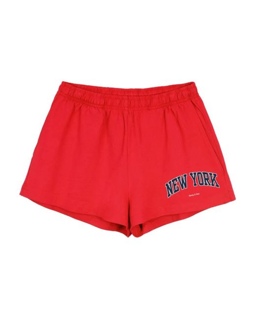 Sporty & Rich Red Print Cotton Shorts