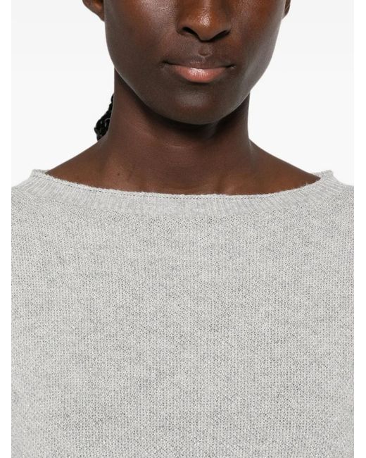 Fabiana Filippi White Boat-Neck Three-Quarter Sleeve Sweater