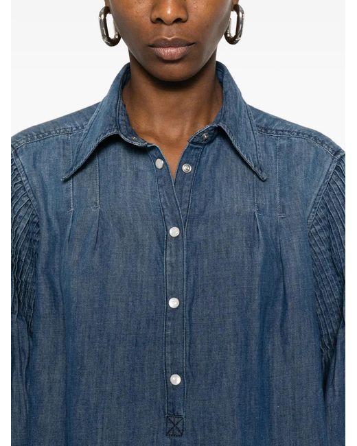 Blusa Plisada Con Botones Pinko de color Blue