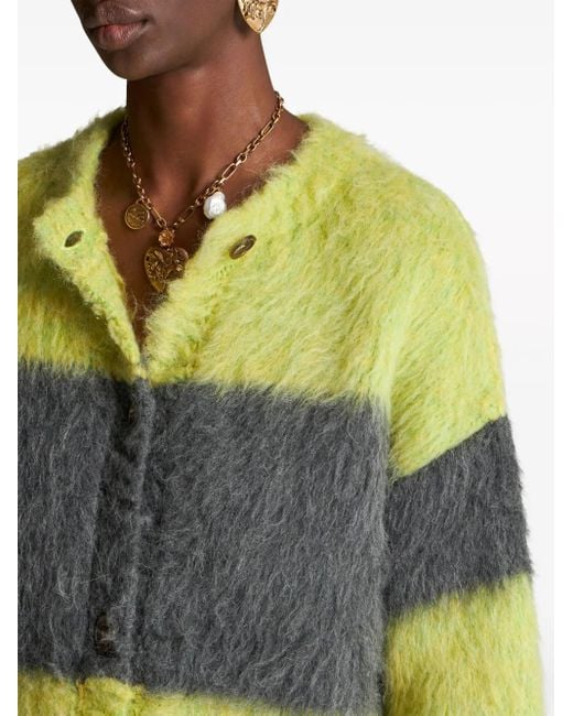 Etro Gray Striped Brushed Cardi-Coat