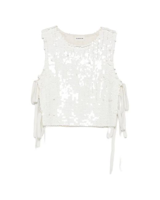 P.A.R.O.S.H. White Sequin-Embellished Side-Tie Top
