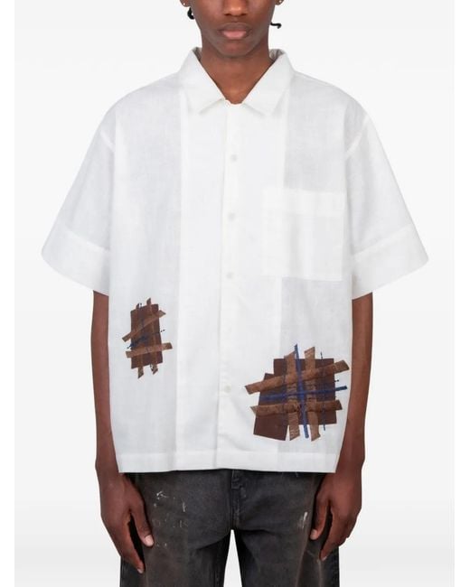 STORY mfg. White Patched-Up Shirt for men