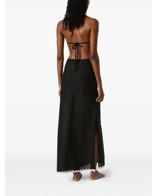 Karl Lagerfeld Black Sleek Maxi Skirt With Contrasting Scalloped Hem