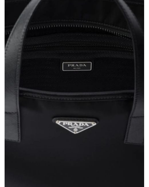 Prada Black Re-Nylon Logo Tote Bag for men