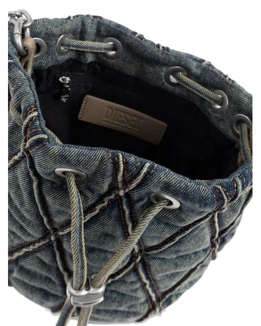DIESEL White Mini Charm-D Quilted Chain-Strap Bag