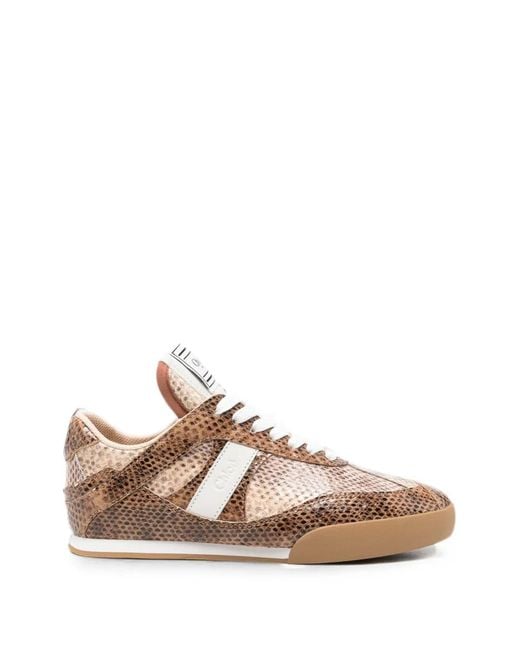 Chloé Pink Kick Snakeskin-Effect Sneakers