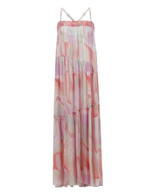 SANA OSMANI Pink Tobago Sequin Midi Dress