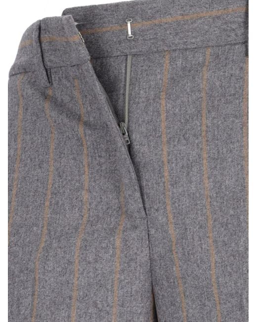 Incotex Gray Striped Tailored Trousers