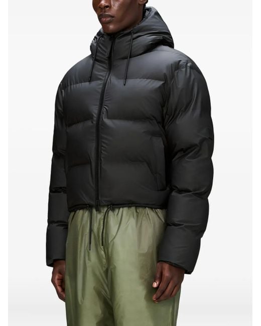 Cappotto Imbottito Crop Con Cappuccio di Rains in Black da Uomo