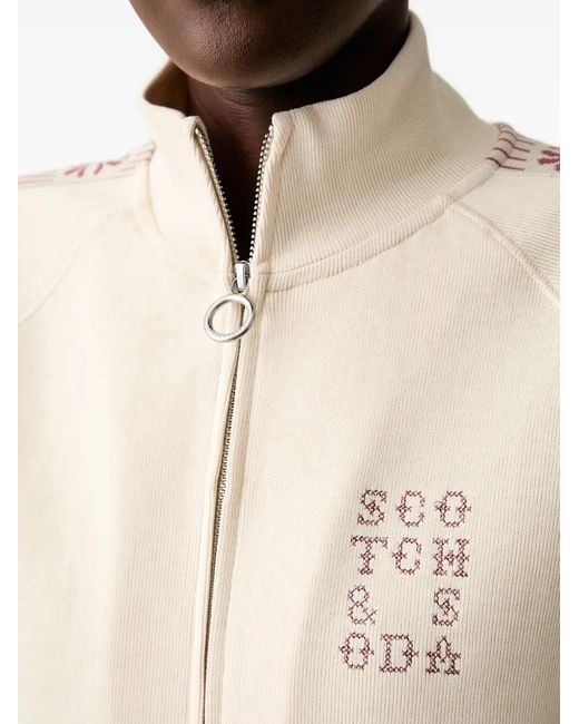 Scotch & Soda Natural Embroidered Zip-Up Sweater