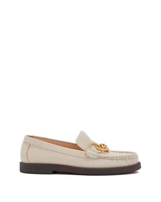 Odissi White Jane Leather Loafers