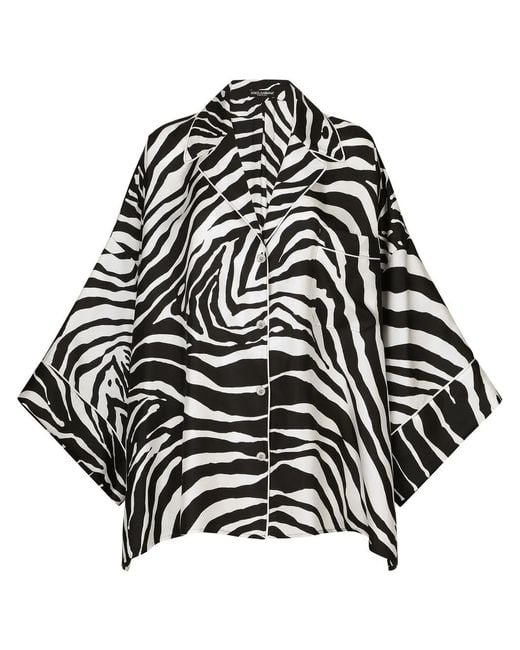 Dolce & Gabbana Multicolor Zebra-Print Twill Shirt