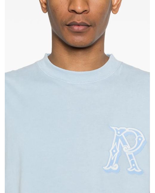 Represent Blue Western Initial Embroidery T-Shirt for men
