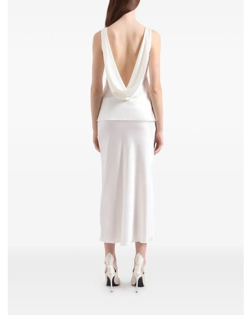 Nina Ricci White Asymmetrical Draped Midi Skirt