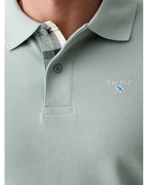 Barbour Blue Tartan Piqué Logo-Embroidered Polo Shirt for men