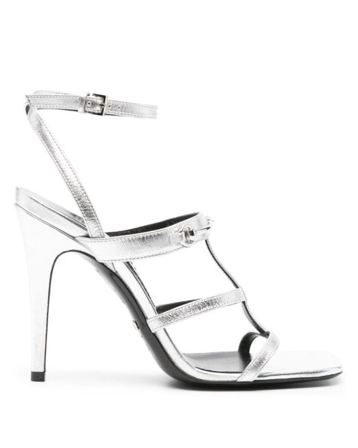 Gucci White 105Mm Horsebit Leather Sandals