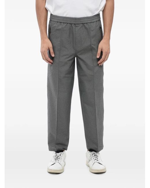 Neil Barrett Gray Elasticated-Waistband Zip-Pocket Trousers for men