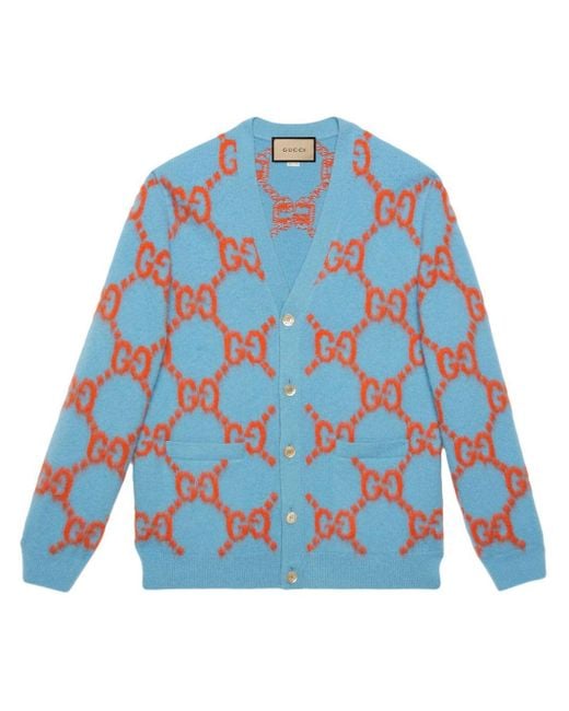 Gucci Cardigan mit GG-Intarsie in Blue für Herren