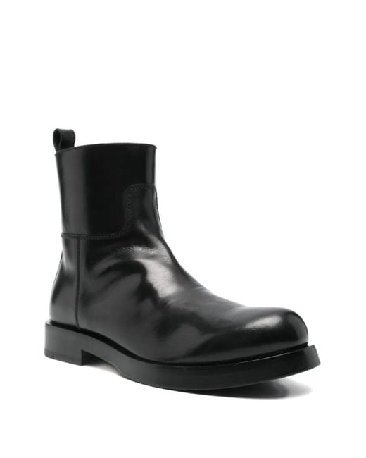 Officine Creative Black Zip-Detail Leather Boots for men