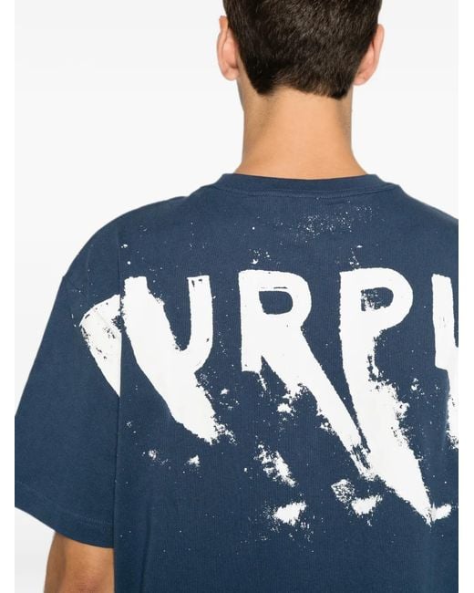 Purple Brand Blue Logo-Print T-Shirt for men