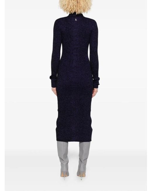 Patrizia Pepe Blue Polo-Neck Knitted Midi Dress